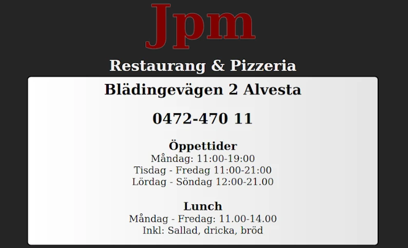 pizzeria jpm project